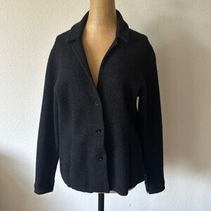 Eileen Fisher sz PL black wool blend soft blazer great pre owned condition